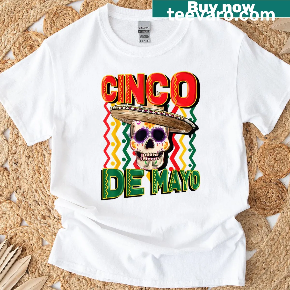 Festive Cinco De Mayo T-shirt for men and women with playful graphics — on a men's t-shirt