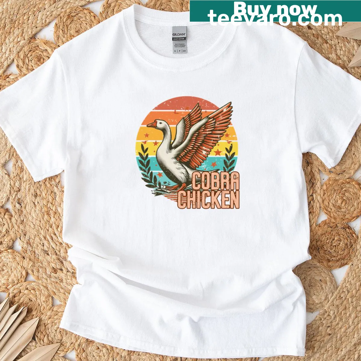 Retro graphic of a cobra chicken on a T-shirt — on a men's t-shirt
