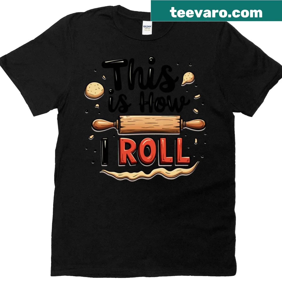 Active T-shirt with a cooking-themed graphic design — on a men's t-shirt