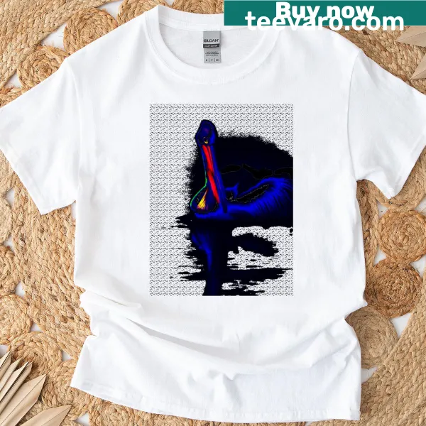 Pelican illustration on a premium scoop neck T-shirt design