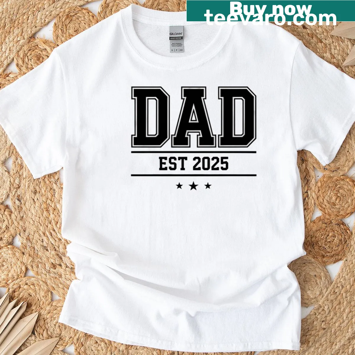 T-shirt with text 'Dad Est 2025' — on a men's t-shirt