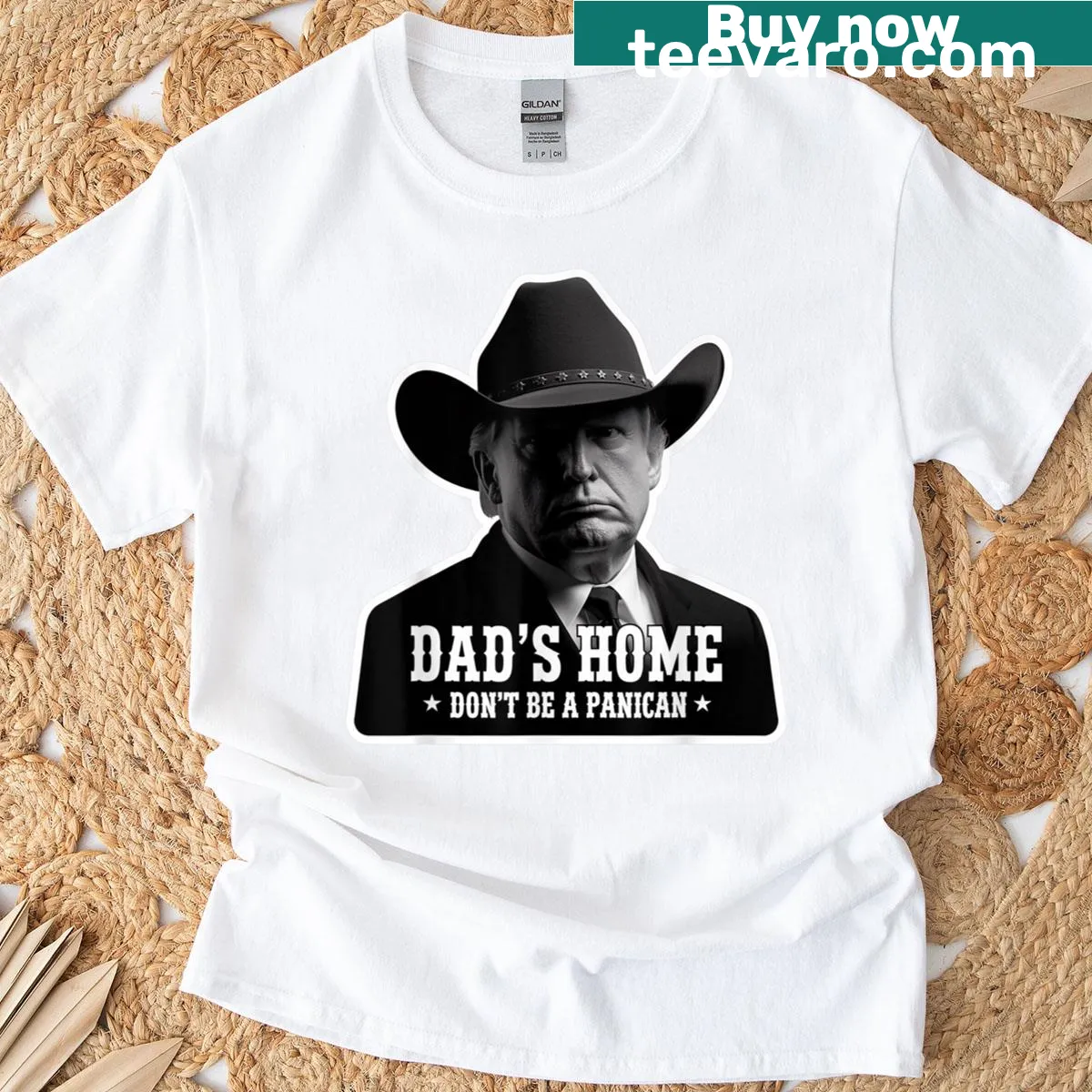Funny fathers day t-shirt with cowboy humor and text — on a men's t-shirt