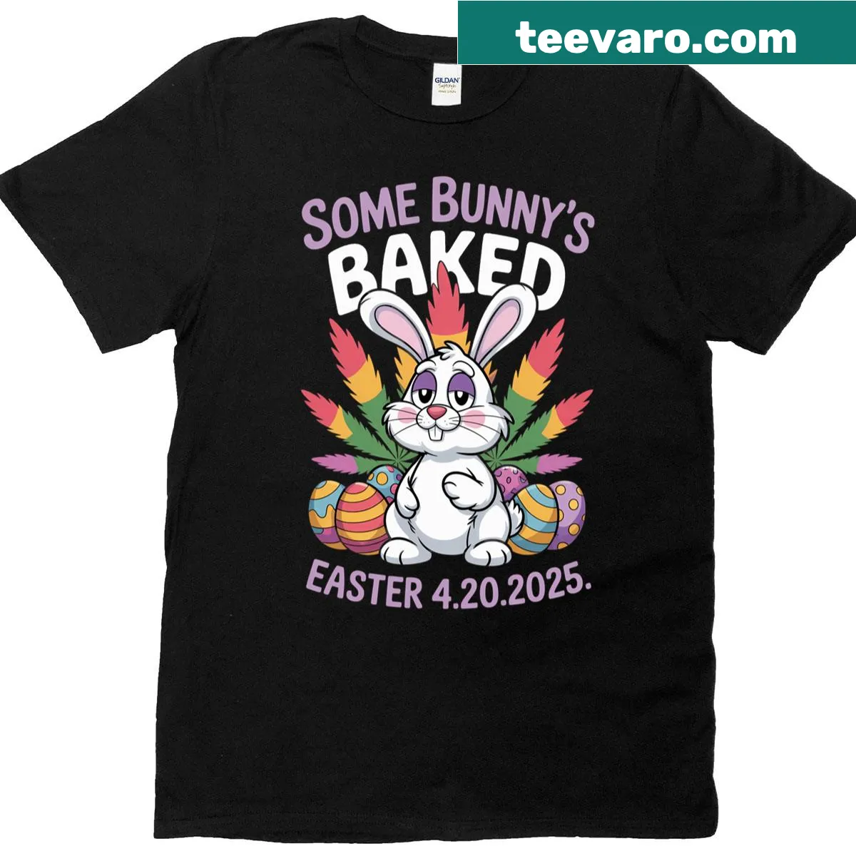 Funny Easter Bunny smoking graphic on T-shirt — on a men's t-shirt