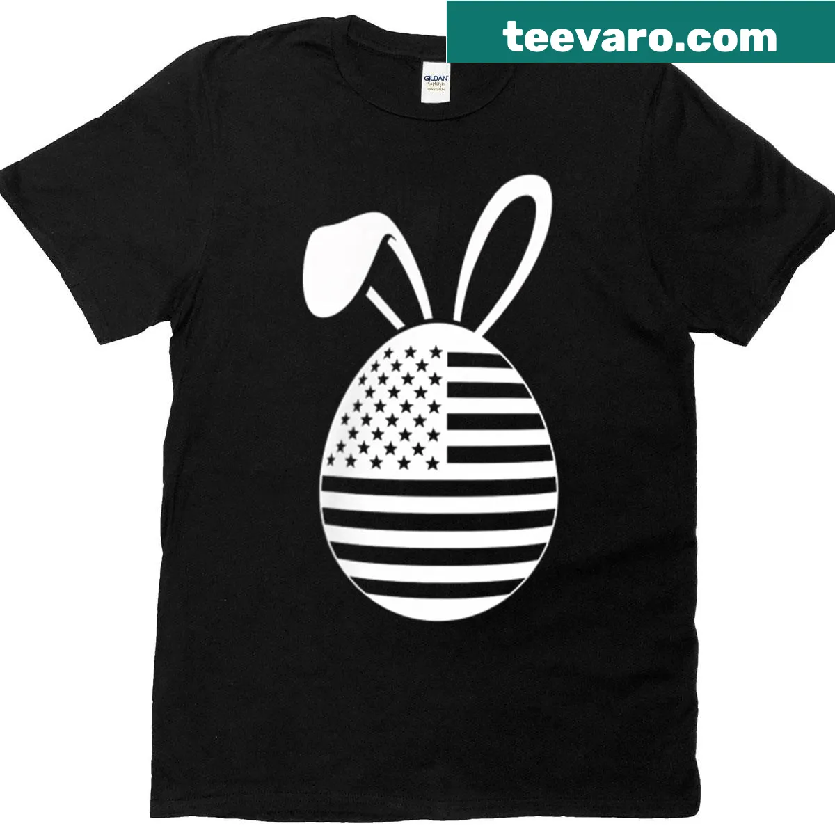 Patriotic Easter Egg Bunny design on T-shirt for all ages. — on a men's t-shirt