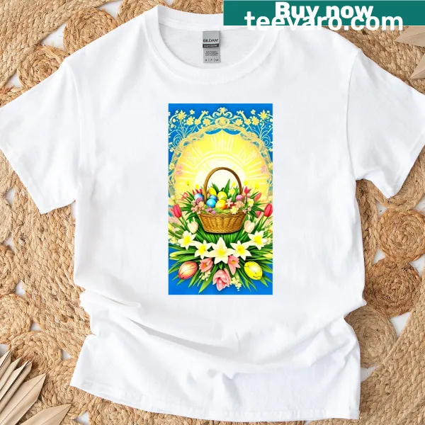Floral design inspired by Easter on a t-shirt