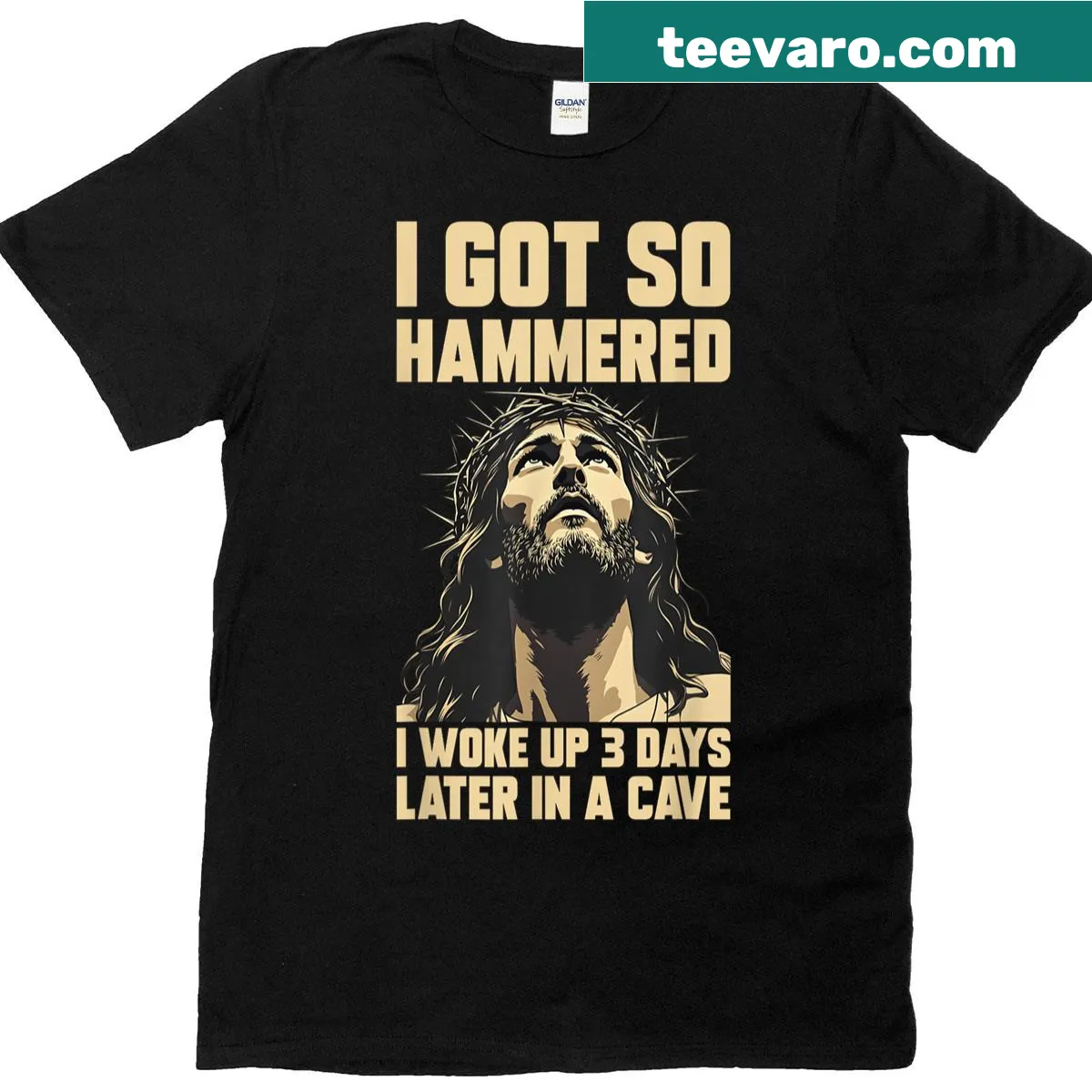 Humorous text about Easter with a sarcastic take on the resurrection. — on a men's t-shirt