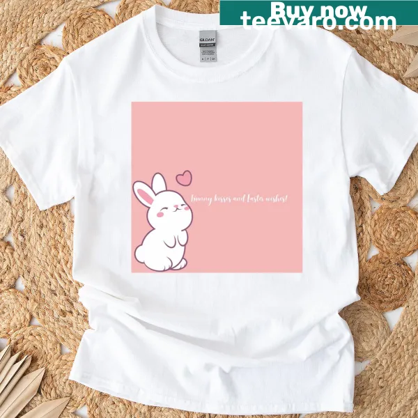 Cute T-shirt with a bunny blowing kisses for Easter