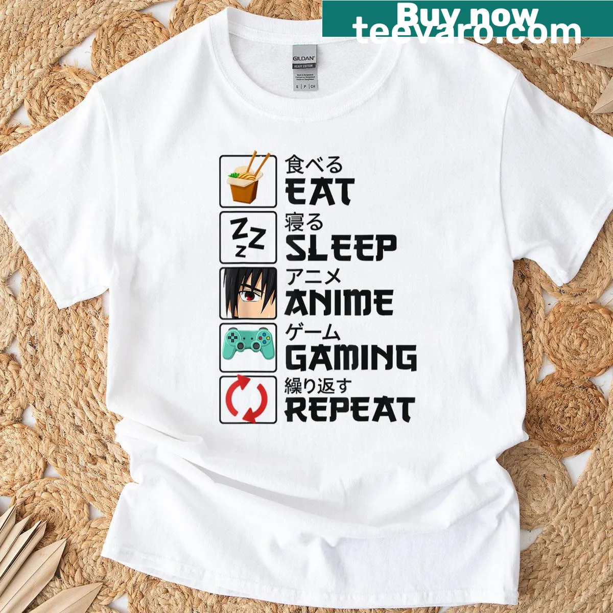 T-shirt with funny mantra for anime gamers and otaku enthusiasts — on a men's t-shirt