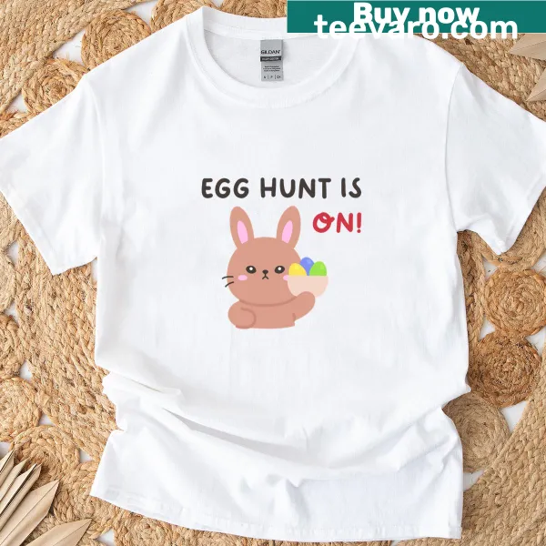 Brown bunny holding an Easter basket design for Egg Hunt t-shirt