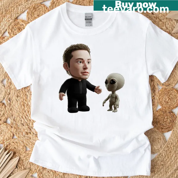 Playful alien illustration on a t-shirt for tech and sci-fi fans