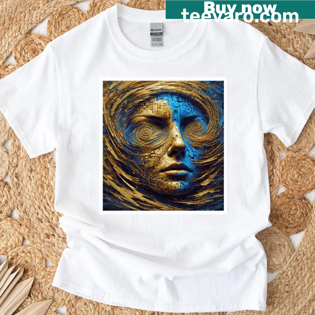 Abstract typography design on a T-shirt representing the unknown — on a men's t-shirt