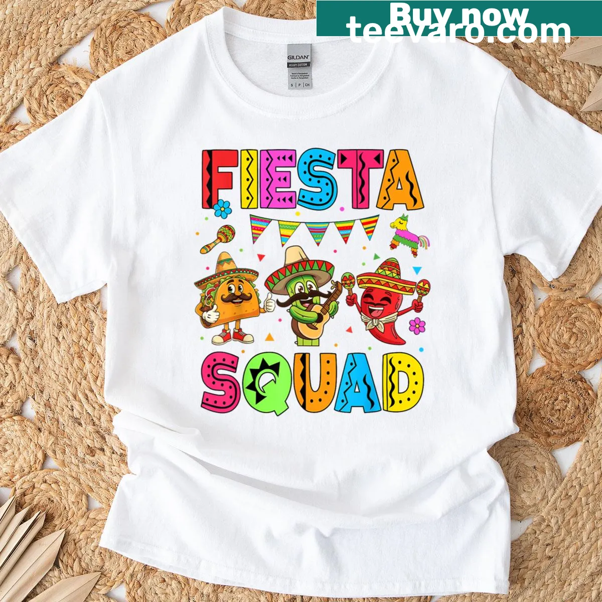 T-shirt with 'Lets Fiesta' text for Cinco De Mayo celebrations — on a men's t-shirt