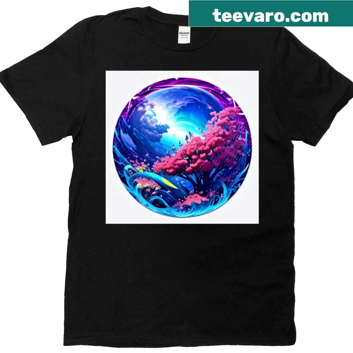 Floral T-shirt with a cheerful spring bubble design — on a men's t-shirt