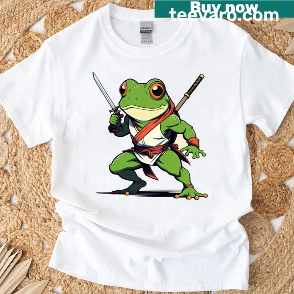 Cartoon Frog Ninja T-shirt with playful graphics