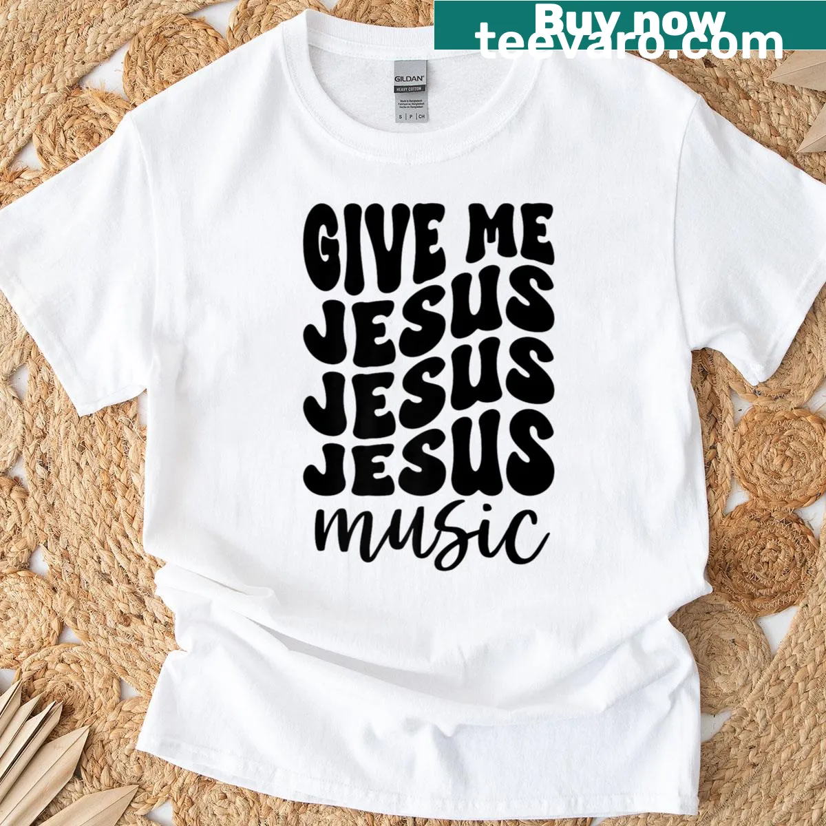 Give Me Jesus typography t-shirt for Christian adults — on a men's t-shirt