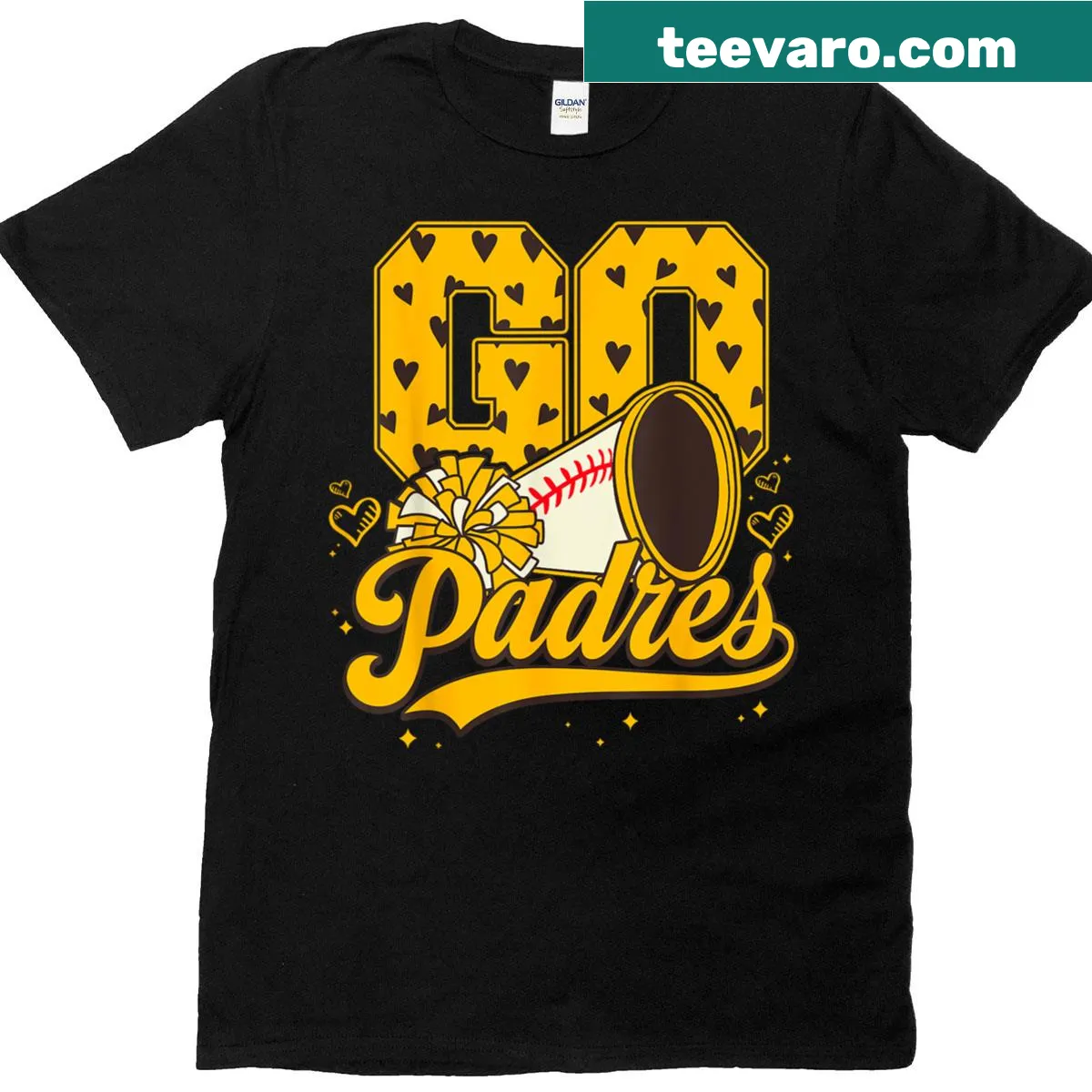 T-shirt featuring 'Go Padres' text for fans of all ages — on a men's t-shirt