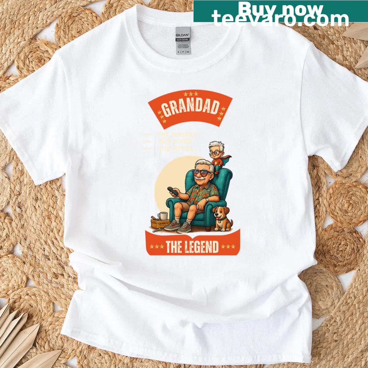 Typography design celebrating grandfathers with heartfelt phrases — on a men's t-shirt