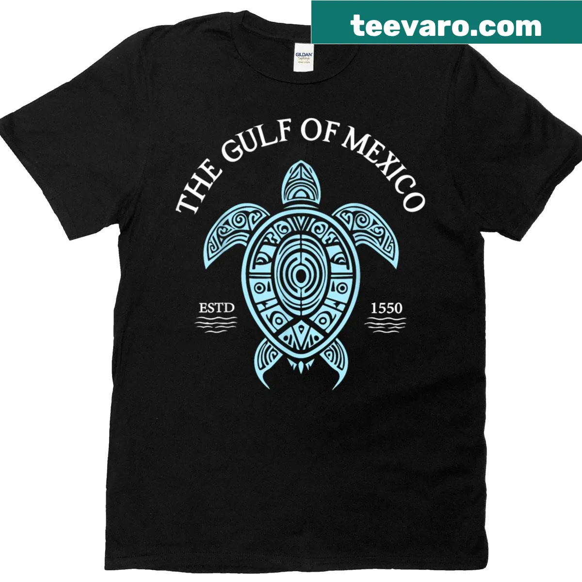 T-shirt featuring a cute turtle graphic inspired by the Gulf of Mexico. — on a men's t-shirt