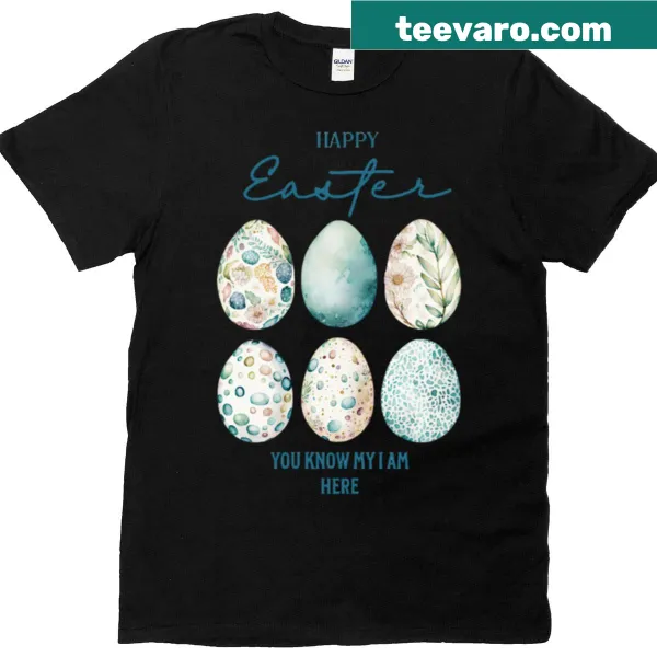 T-shirt featuring an assortment of decorated Easter eggs