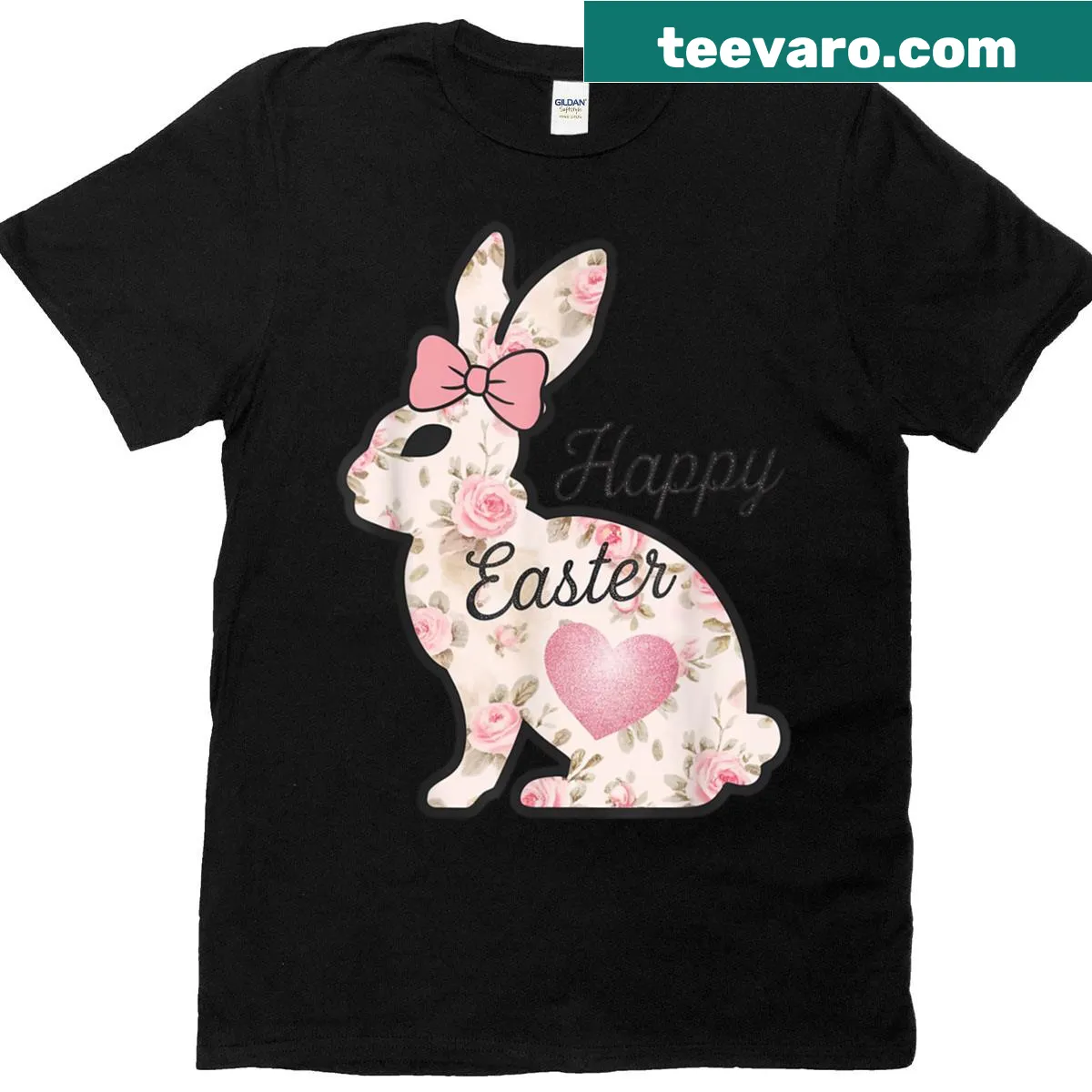 Cute T-shirt with a floral bunny design for Easter — on a men's t-shirt