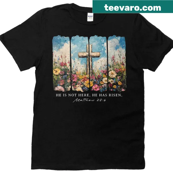 Wildflower design with 'He Is Risen' text for Easter