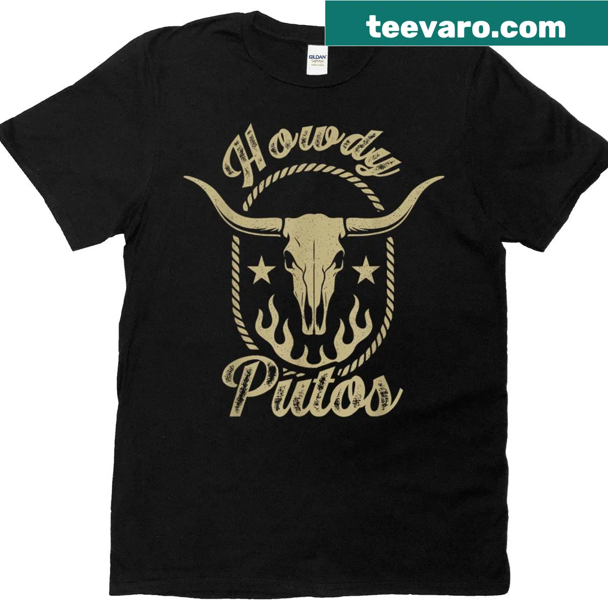 Cowboy bull skull graphic on a western design t-shirt — on a men's t-shirt