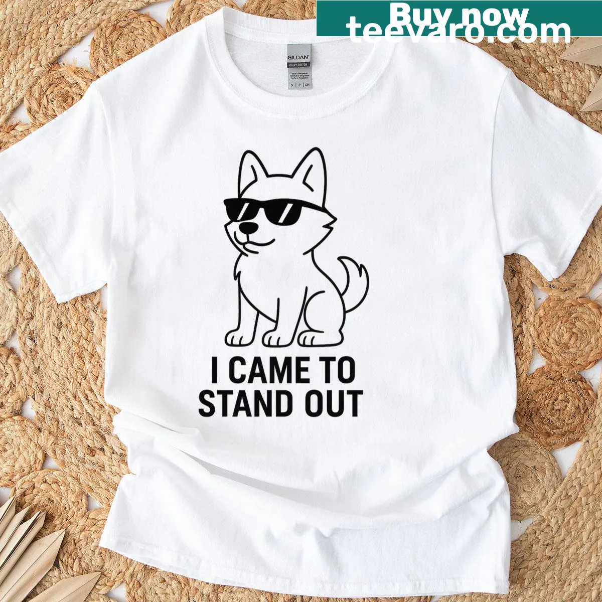 Minimalist line art t-shirt with the text 'I Came To Stand Out' — on a men's t-shirt