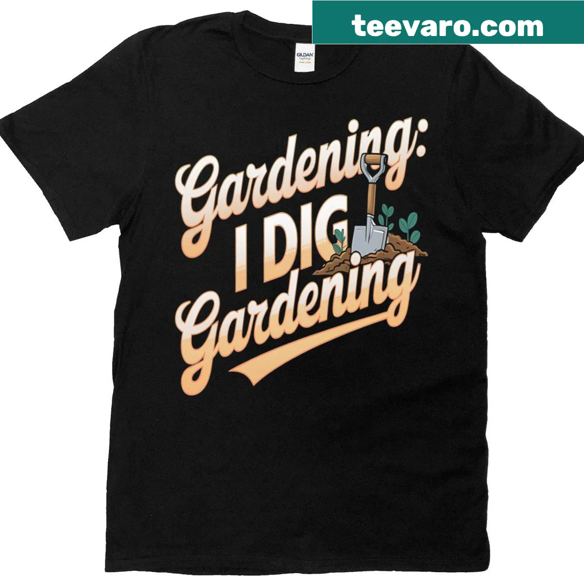 Gardening-themed t-shirt with the phrase 'I Dig Gardening' in playful typography. — on a men's t-shirt