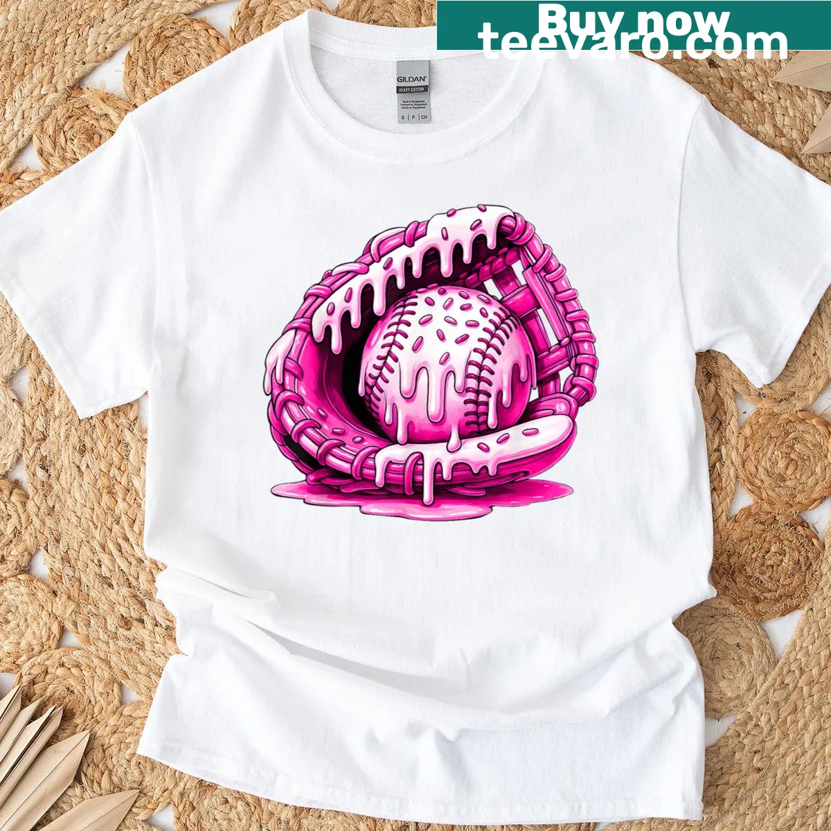 Graphic T-shirt with ice cream and baseball illustration — on a men's t-shirt