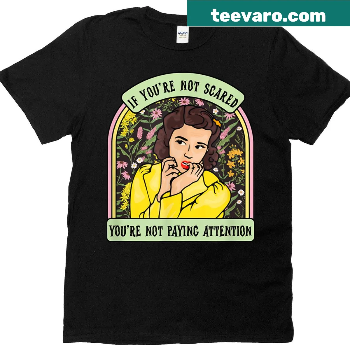 Edgy text T-shirt challenging the idea of fear and attention — on a men's t-shirt