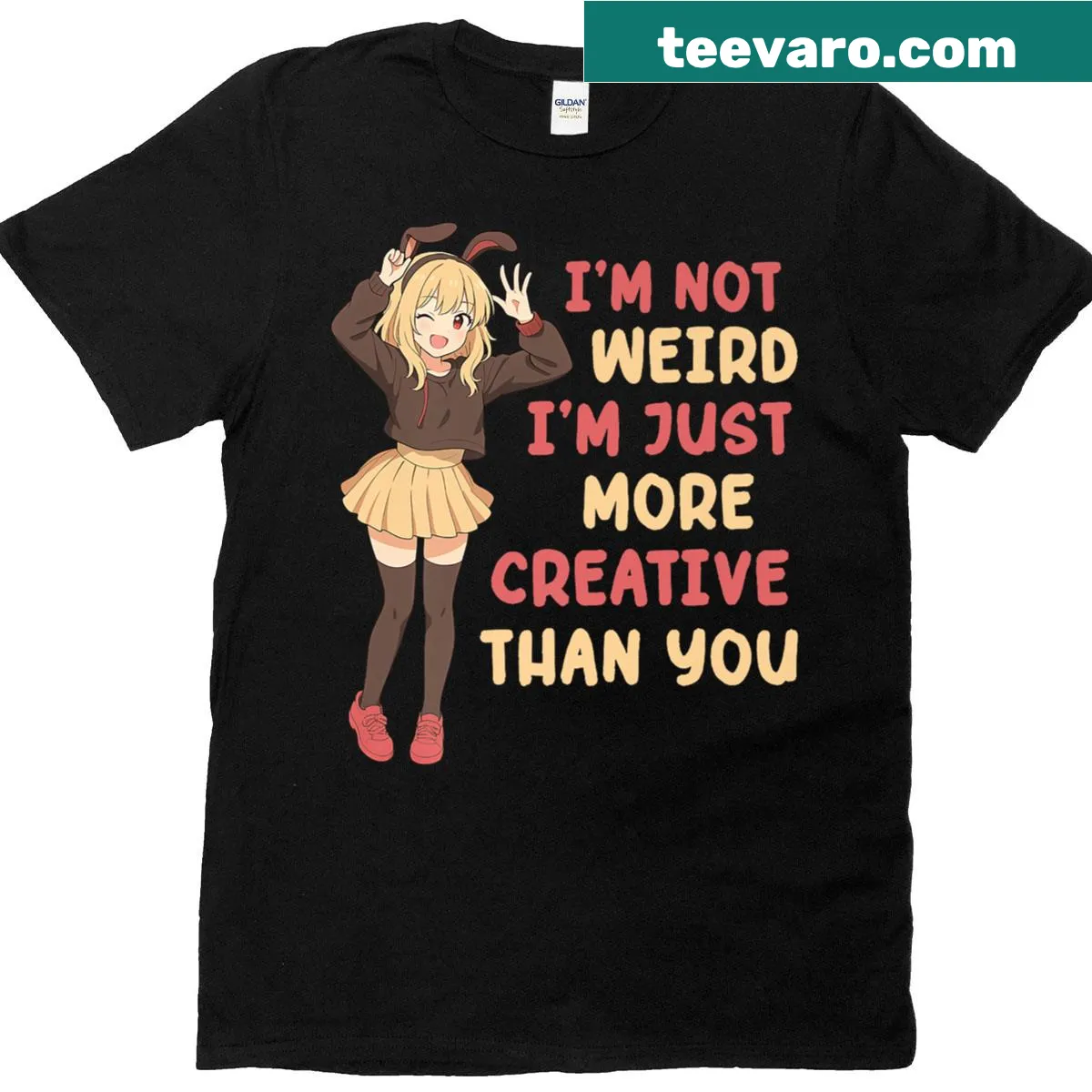 T-shirt with humorous statement about creativity and being different — on a men's t-shirt