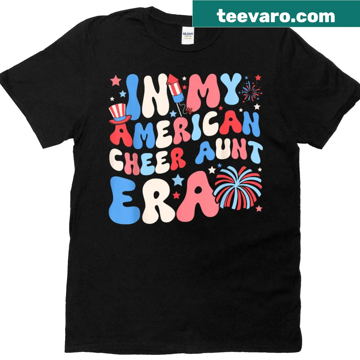 Patriotic Cheerleader T-shirt for 4th of July — on a men's t-shirt
