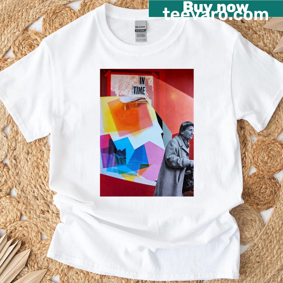 T-shirt displaying the phrase 'In Time We Become Them' in thoughtful typography — on a men's t-shirt