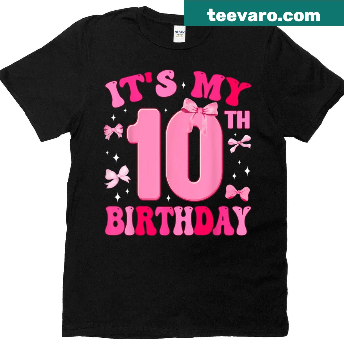 T-shirt with coquette bow design for a 10-year-old birthday girl. — on a men's t-shirt