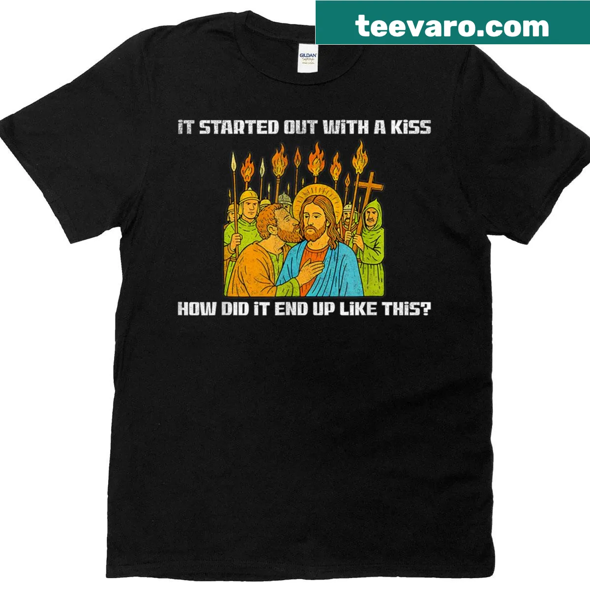 Text graphic of a popular quote about relationships on a T-shirt — on a men's t-shirt