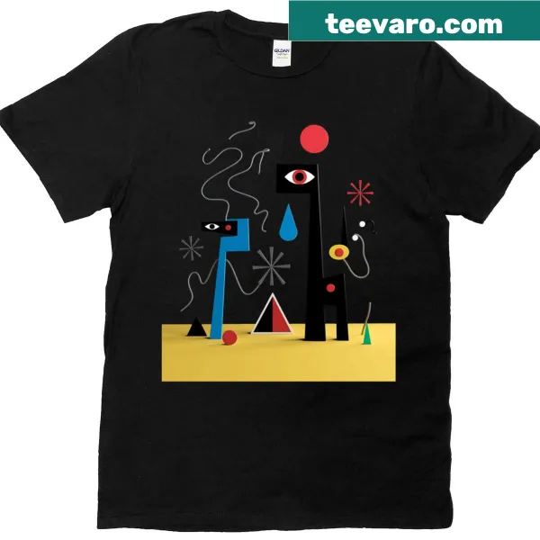 Illustration of Joan Miro's The Sun El Sol design on a T-shirt