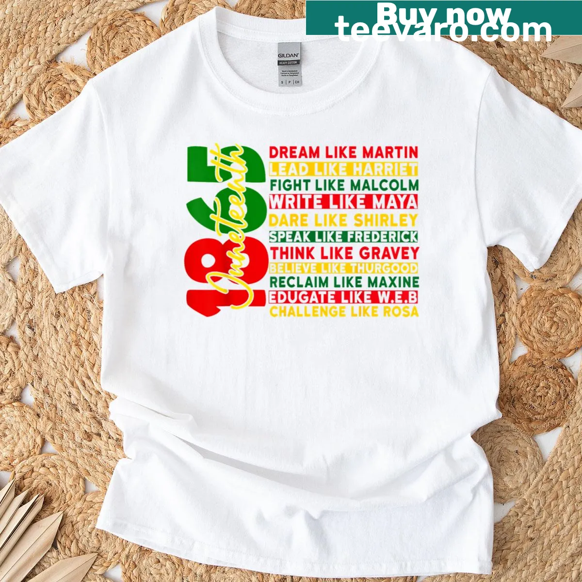 T-shirt celebrating July 4th and Juneteenth with meaningful design. — on a men's t-shirt