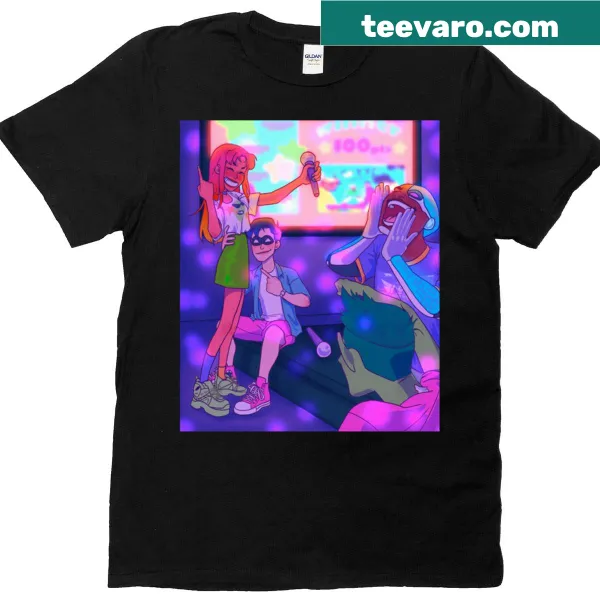 Fun typography design that reads Karaoke With The Team on a T-shirt