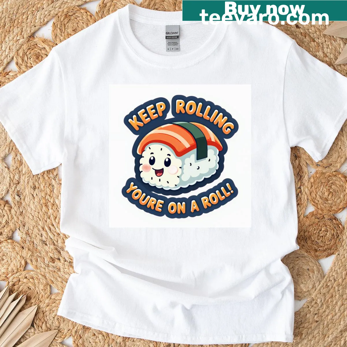 Motivational T-shirt with the phrase 'Keep Rolling, Youre On A Roll' — on a men's t-shirt