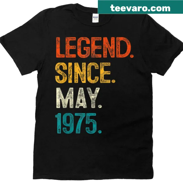 50th birthday T-shirt with 'Legend 1975' graphic