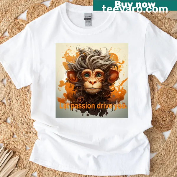 Motivational tee with 'Let Passion Drive You' graphic.