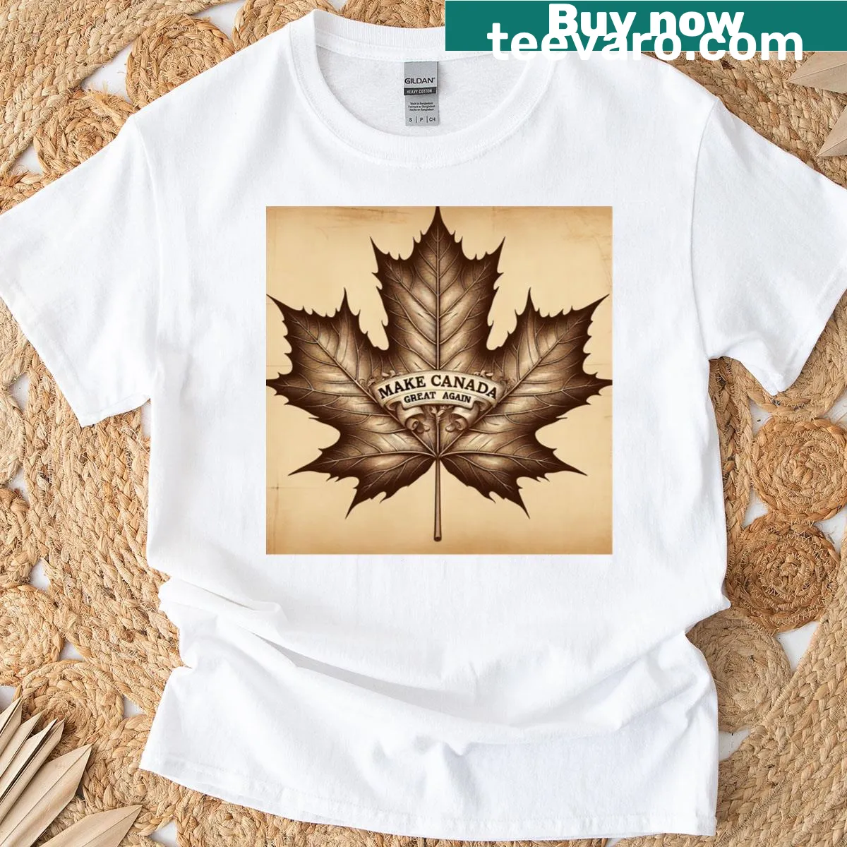 Patriotic t-shirt featuring text about making Canada great — on a men's t-shirt