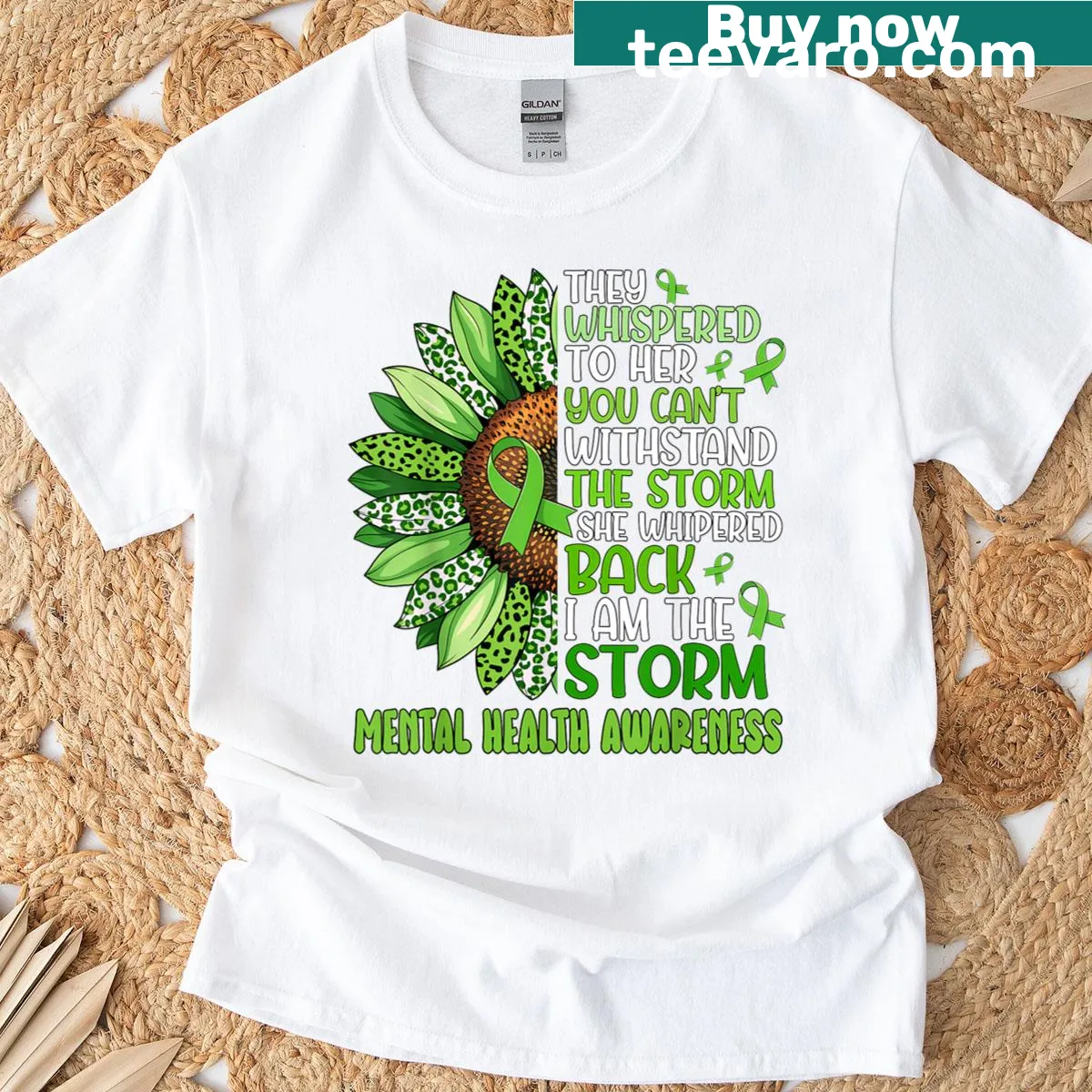 Inspirational text on mental health awareness women's t-shirt — on a men's t-shirt