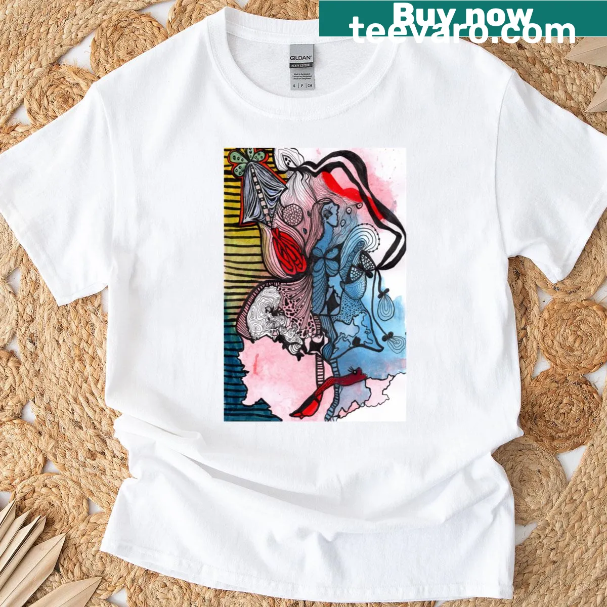 Illustration of mycelium on a long T-shirt for nature lovers — on a men's t-shirt