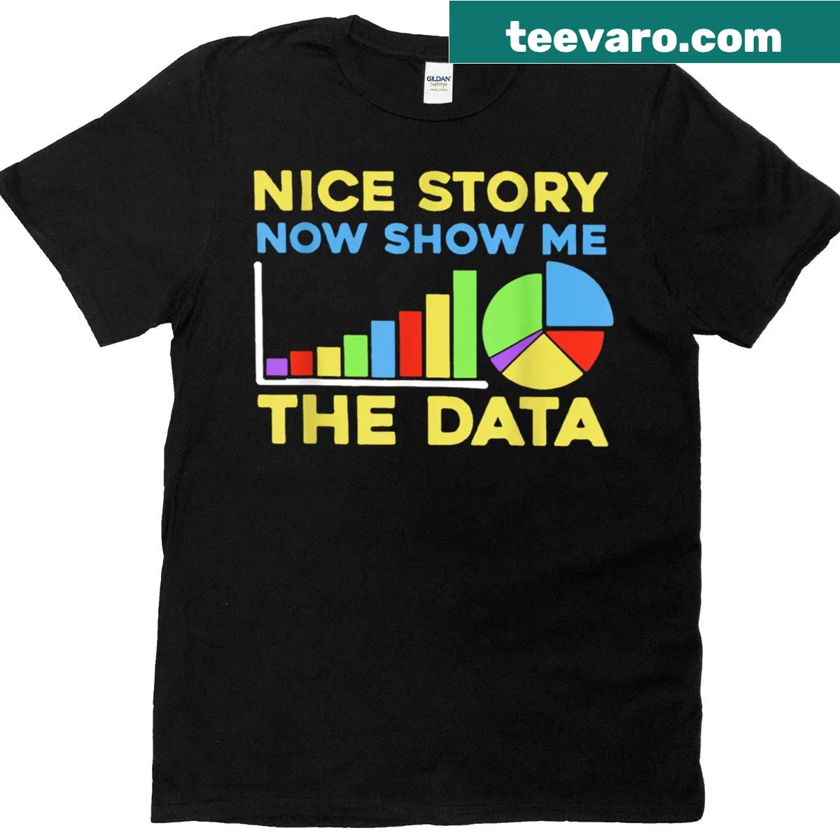 T-shirt with bold Nerds and statistics graphic — on a men's t-shirt