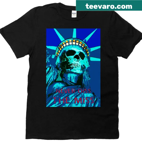 Patriotic t-shirt with text about Miss Liberty