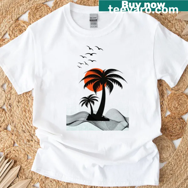 Illustrated palm tree graphic t-shirt