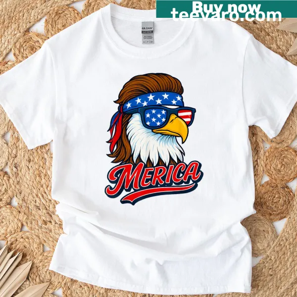 Patriotic 4th of July T-shirt with bold typography.