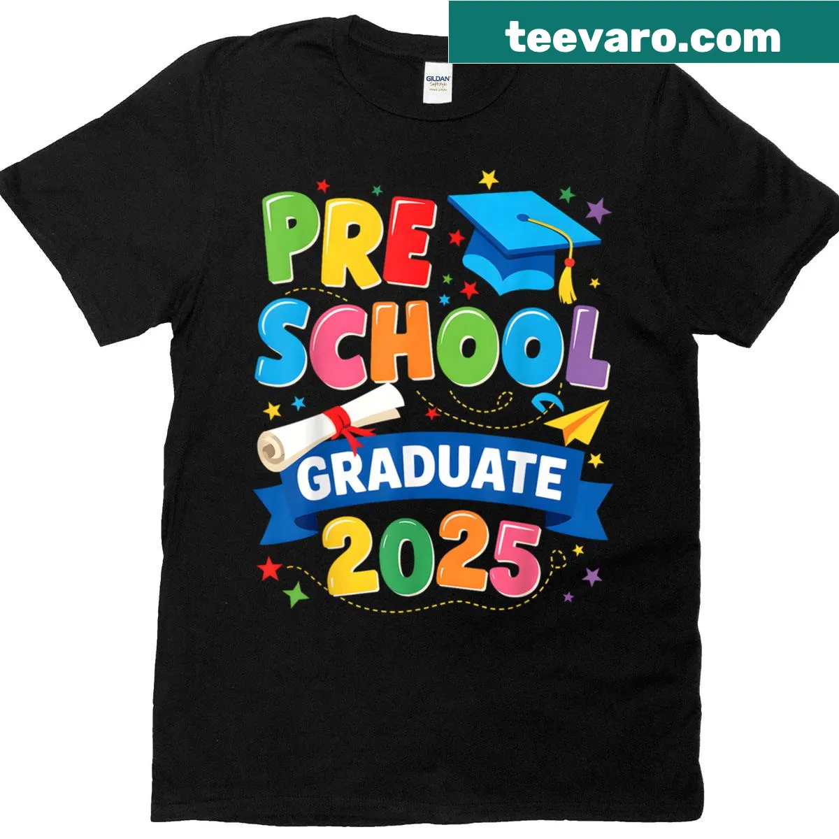 T-shirt celebrating preschool graduation 2025 for kids. — on a men's t-shirt