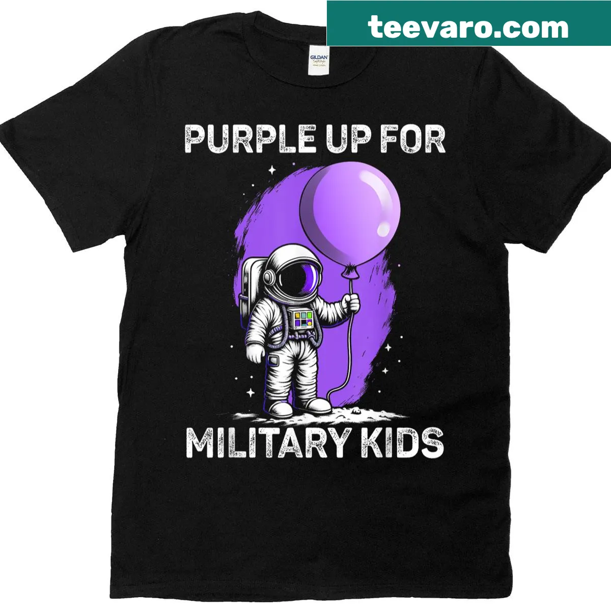 Funny astronaut-themed T-shirt for military kids with bold text — on a men's t-shirt